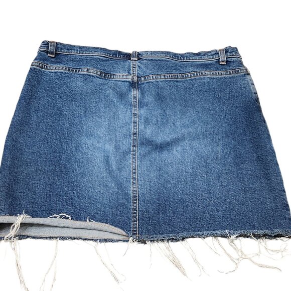 Theory Medium Wash Distressed Denim Jean Mini Skirt Size 12 - Picture 2 of 5